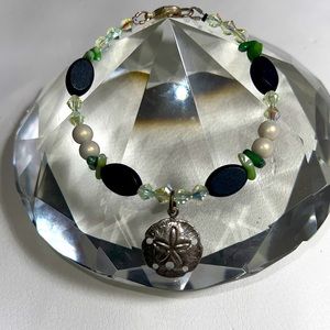 Sand dollar wood jade bracelet